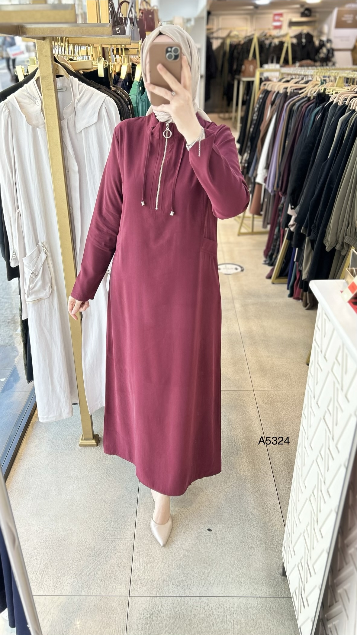 A5324 Fermuar Detaylı Elbise