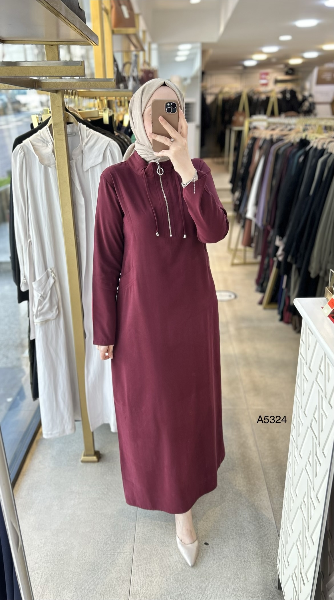 A5324 Fermuar Detaylı Elbise