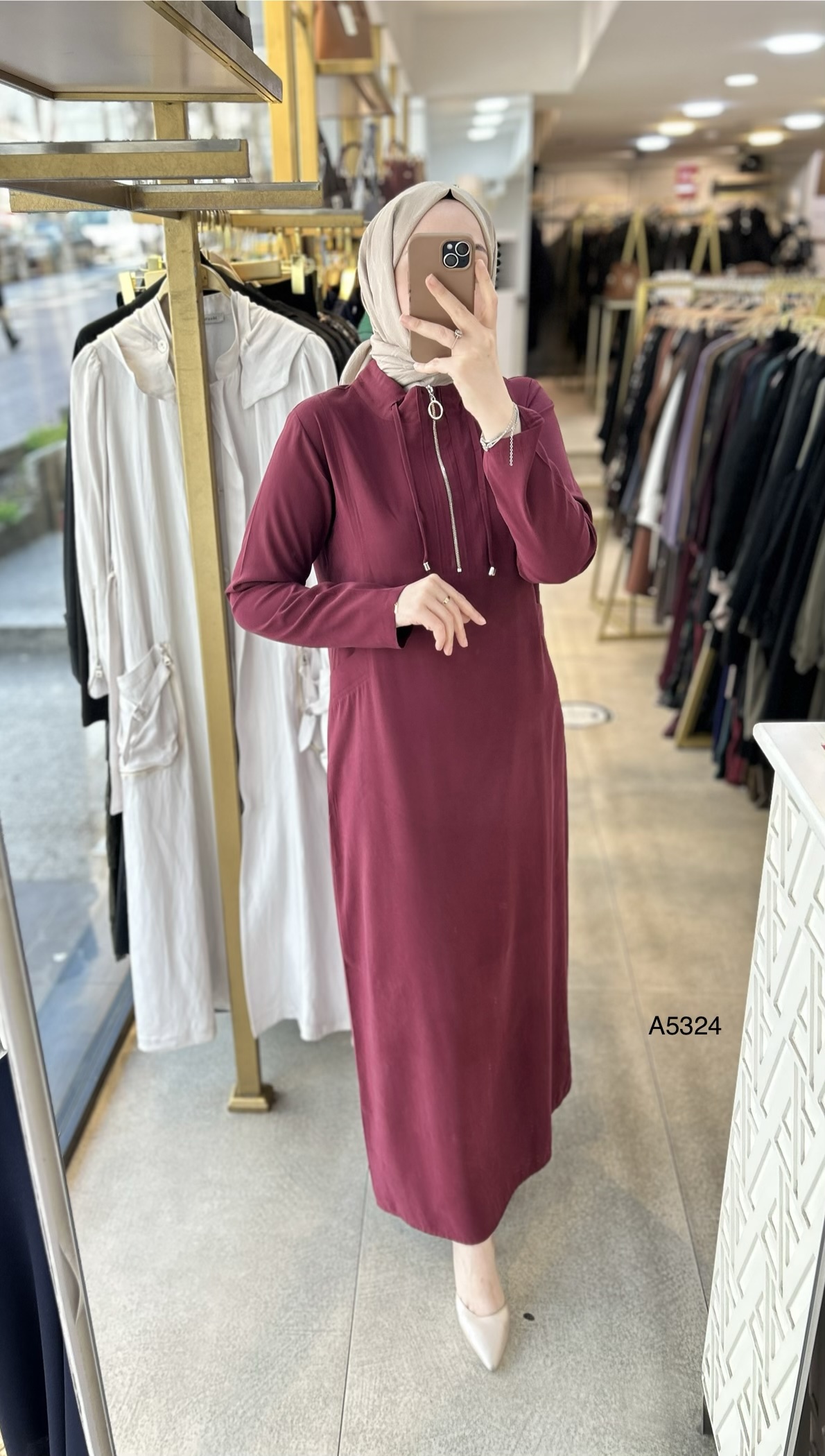 A5324 Fermuar Detaylı Elbise