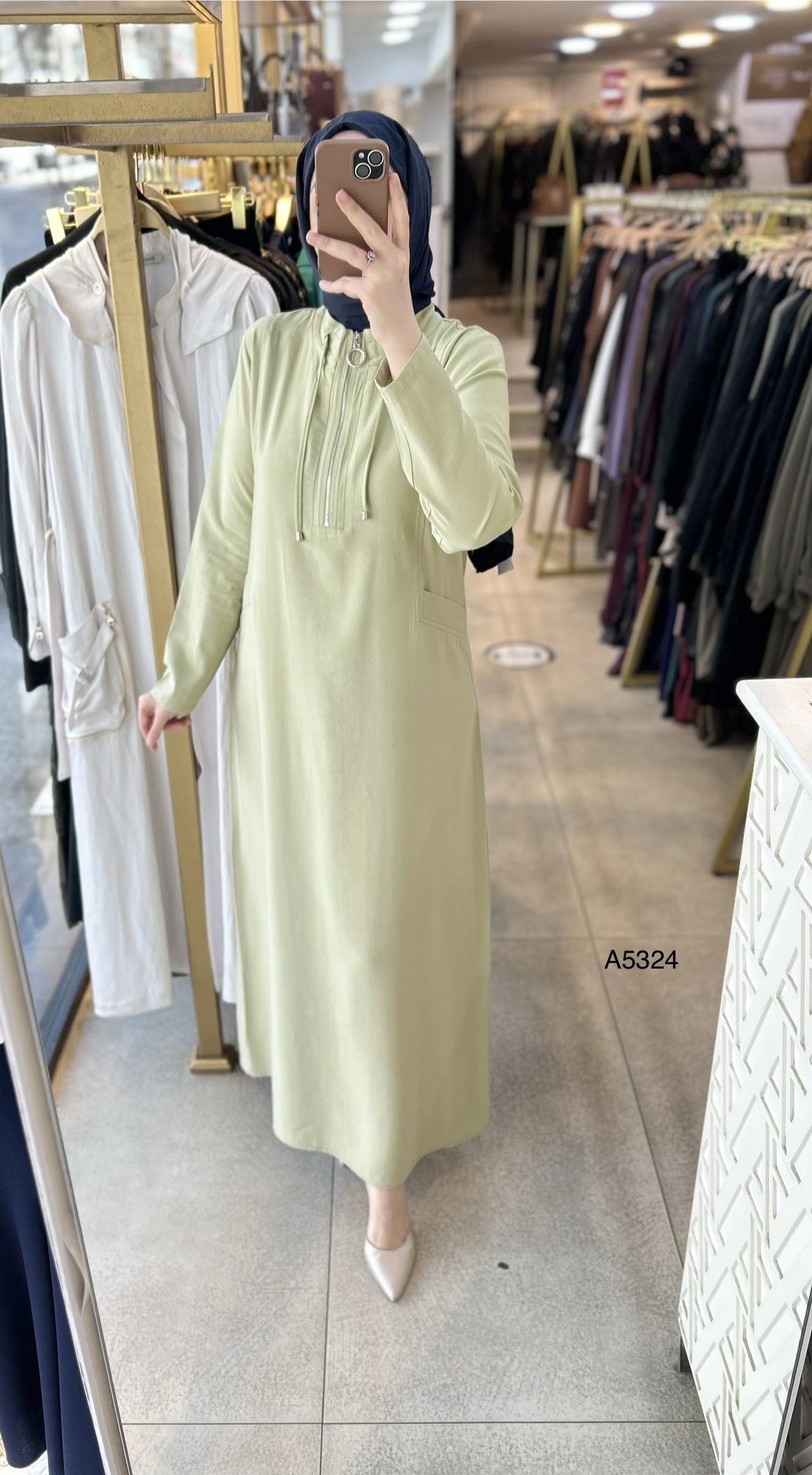 A5324 Fermuar Detaylı Elbise