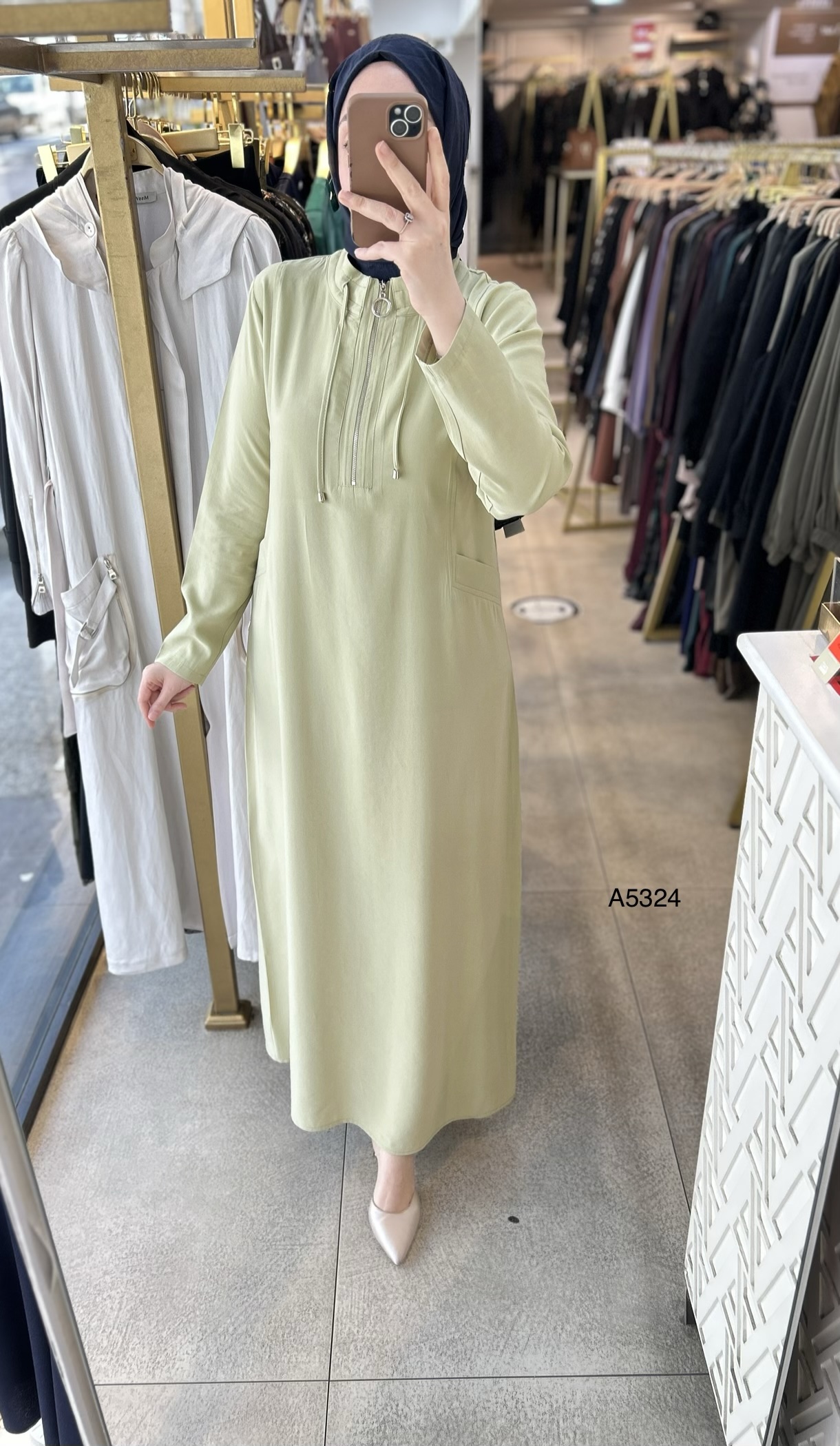 A5324 Fermuar Detaylı Elbise