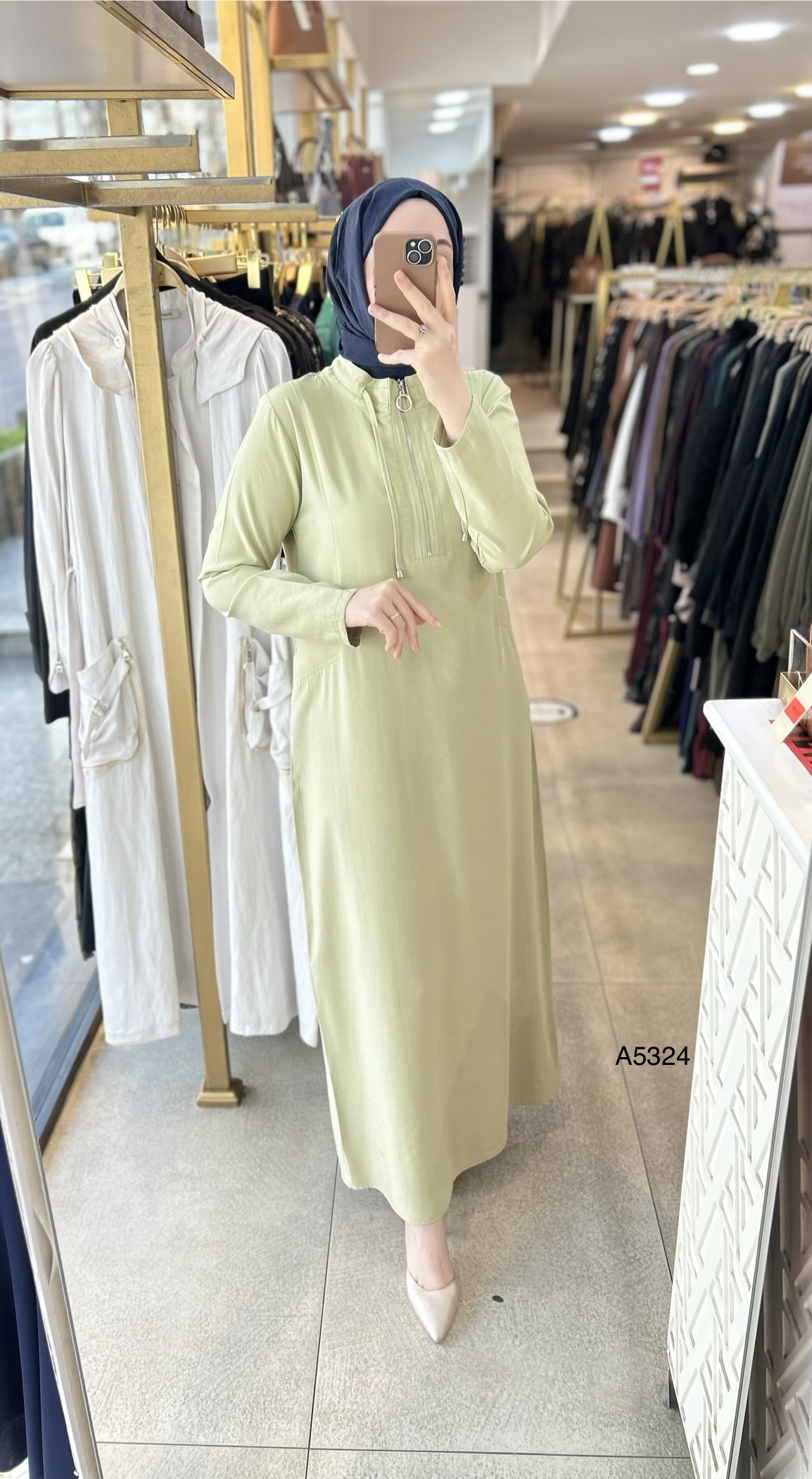 A5324 Fermuar Detaylı Elbise