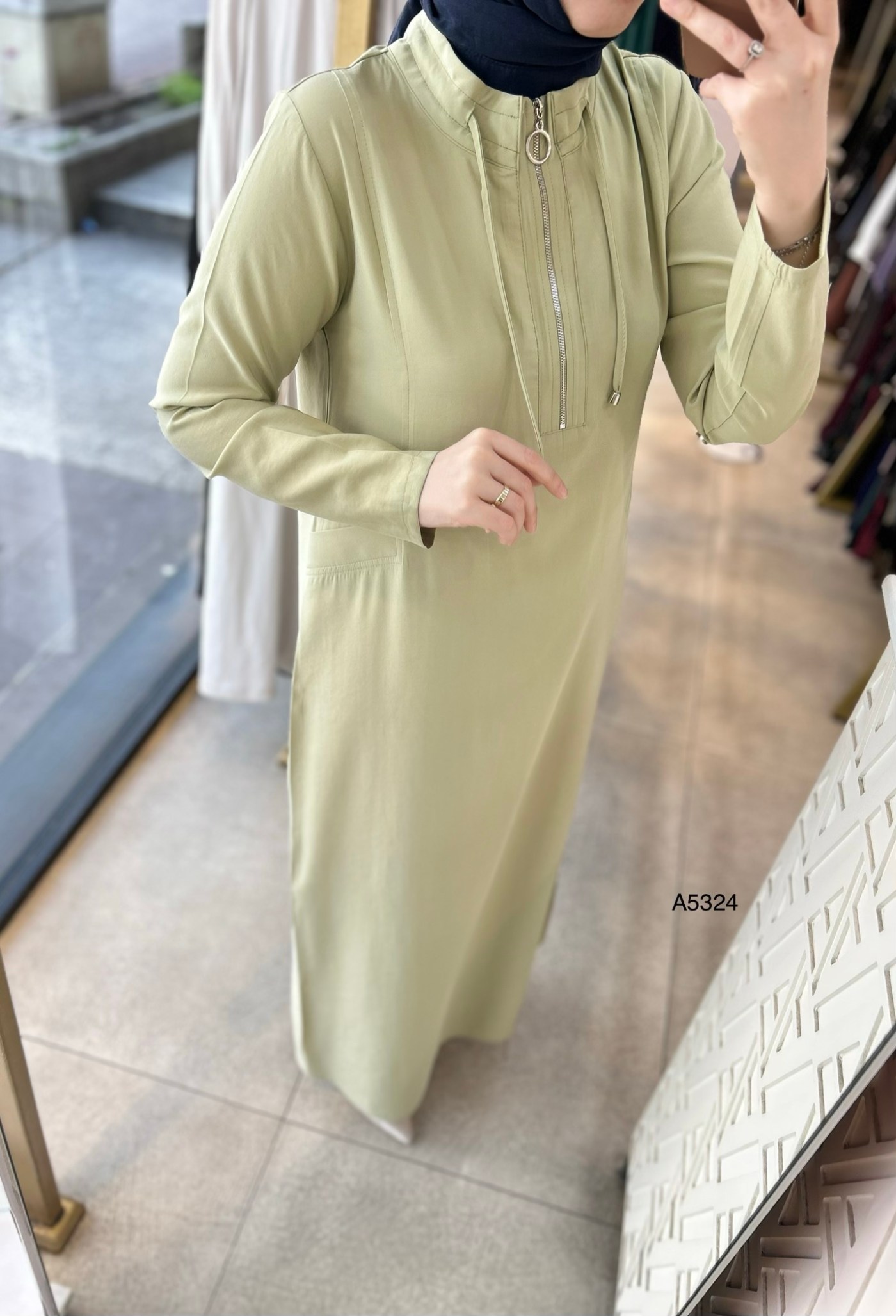 A5324 Fermuar Detaylı Elbise