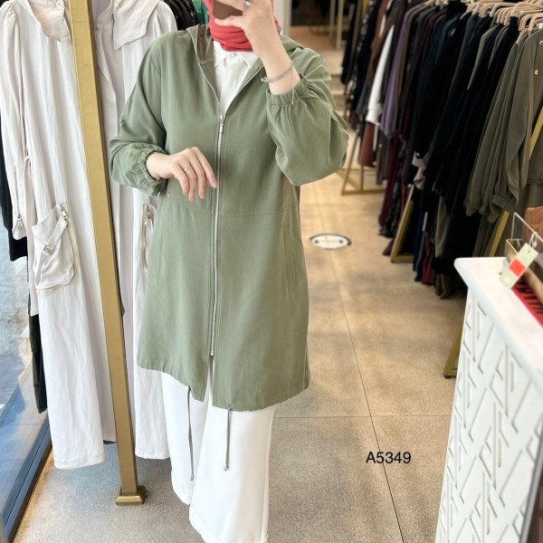 A5349 Kapüşonlu ve Fermuarlı Kap - Görsel 6