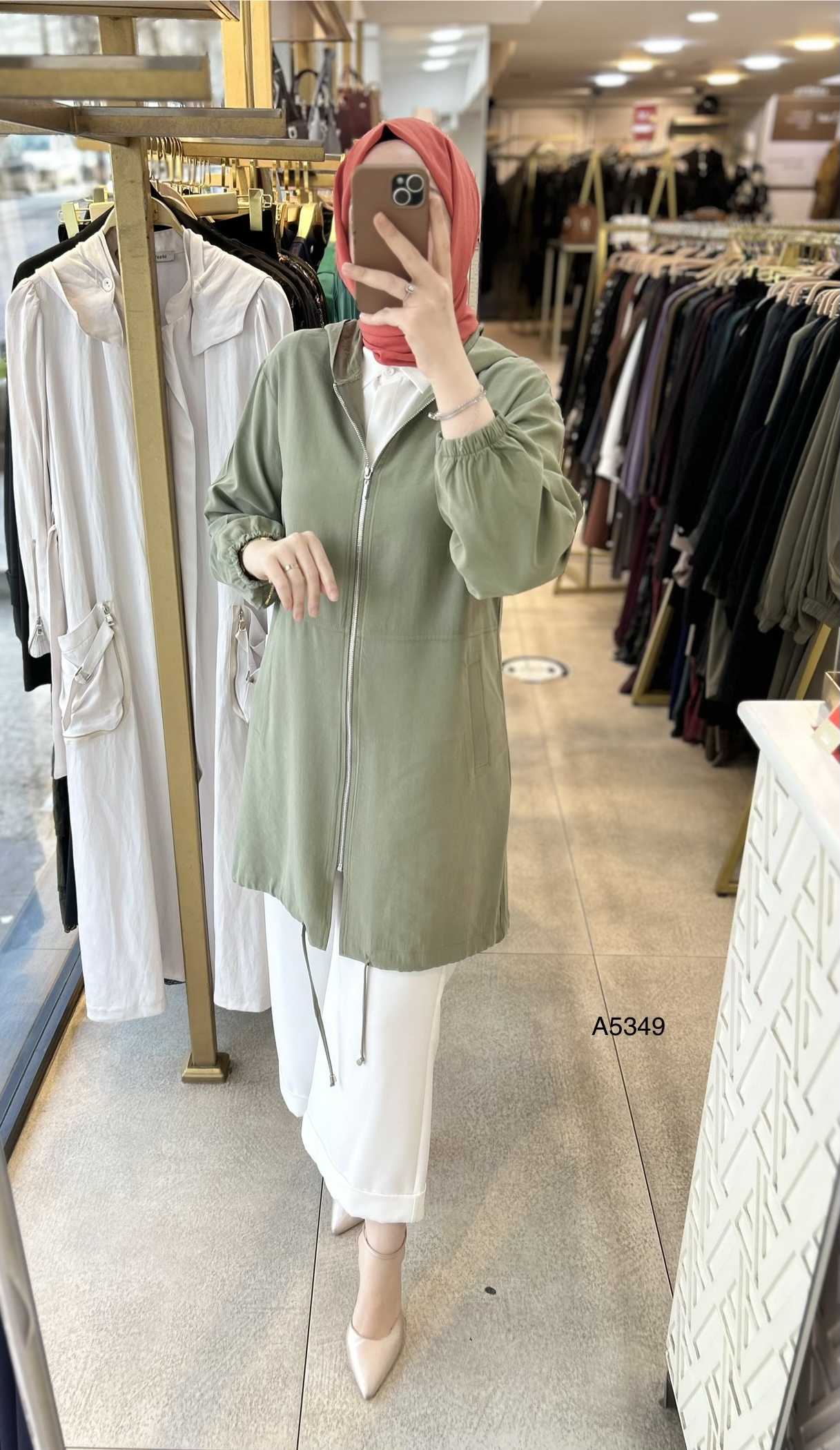 A5349 Kapüşonlu ve Fermuarlı Kap