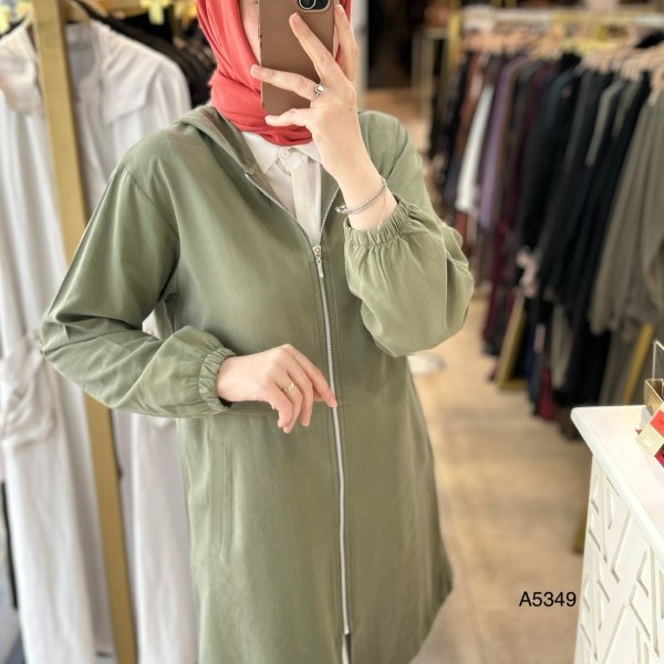 A5349 Kapüşonlu ve Fermuarlı Kap - Görsel 2