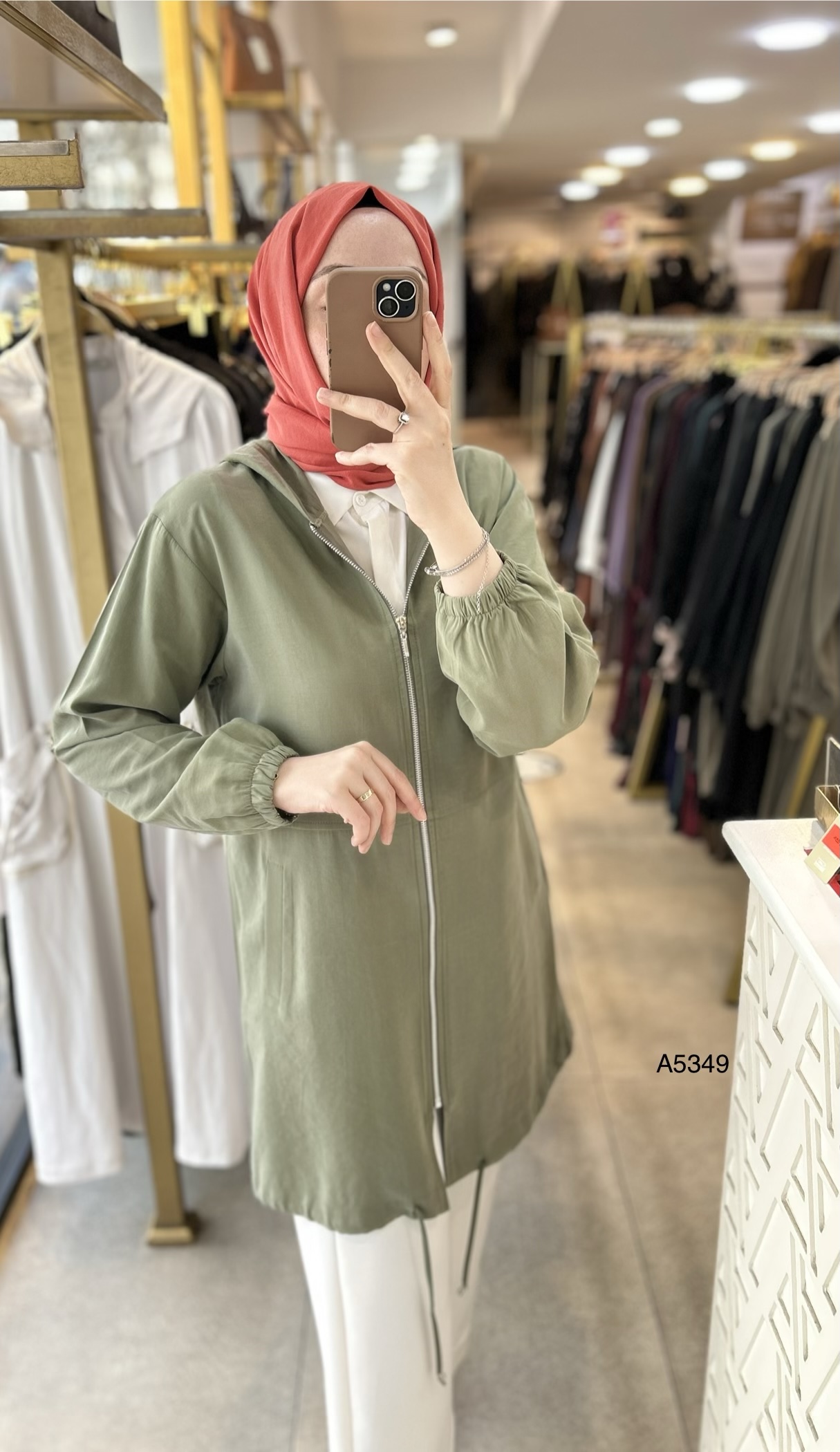 A5349 Kapüşonlu ve Fermuarlı Kap