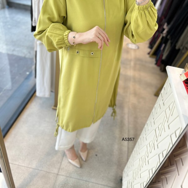 A5357 Kolları Lastikli Fermuarlı Kap - Görsel 3