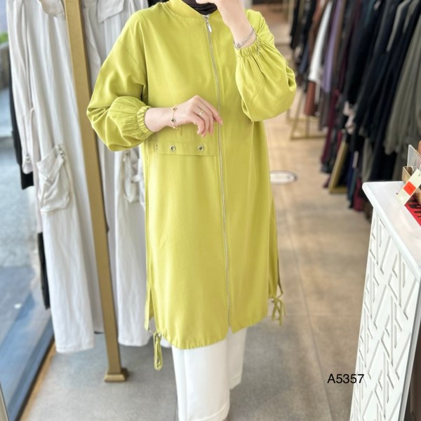 A5357 Kolları Lastikli Fermuarlı Kap - Görsel 1