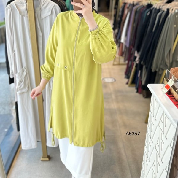 A5357 Kolları Lastikli Fermuarlı Kap - Görsel 2