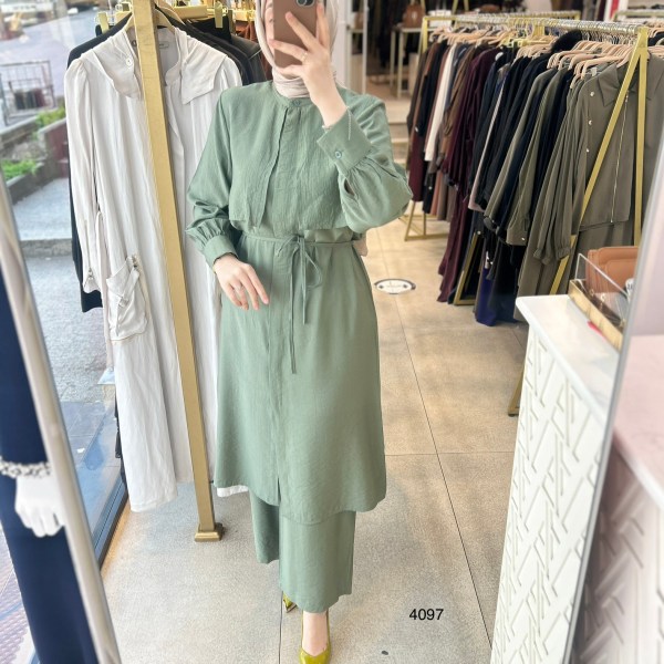 4097 Belden Bağlamalı Pantolonlu Takım - Görsel 5