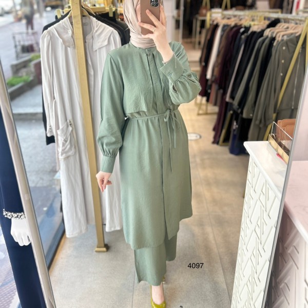 4097 Belden Bağlamalı Pantolonlu Takım - Görsel 4