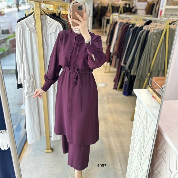 4097 Belden Bağlamalı Pantolonlu Takım - Görsel 8