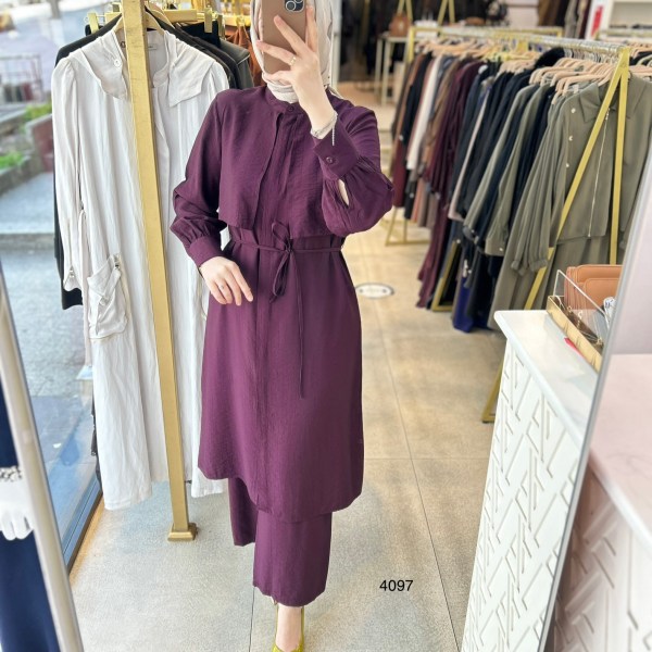 4097 Belden Bağlamalı Pantolonlu Takım - Görsel 15