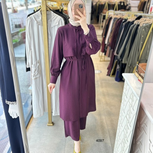 4097 Belden Bağlamalı Pantolonlu Takım - Görsel 7