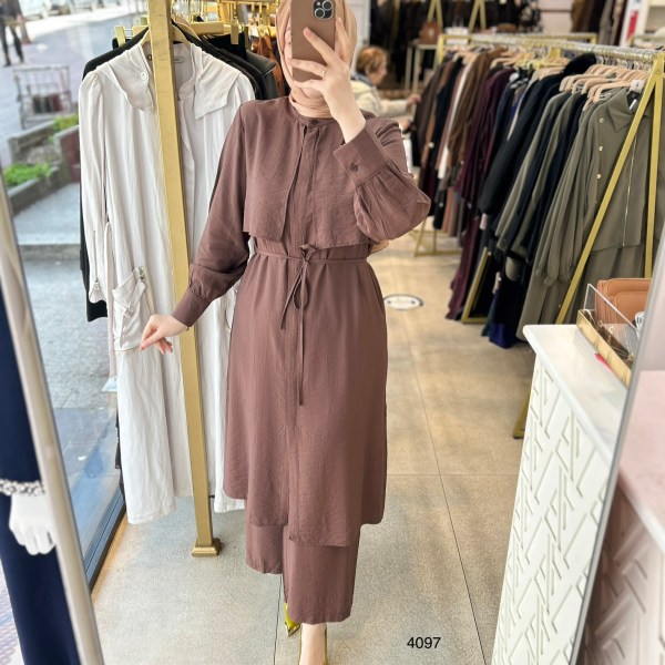 4097 Belden Bağlamalı Pantolonlu Takım - Görsel 2