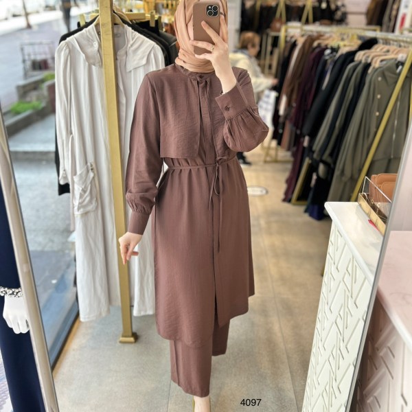 4097 Belden Bağlamalı Pantolonlu Takım - Görsel 1