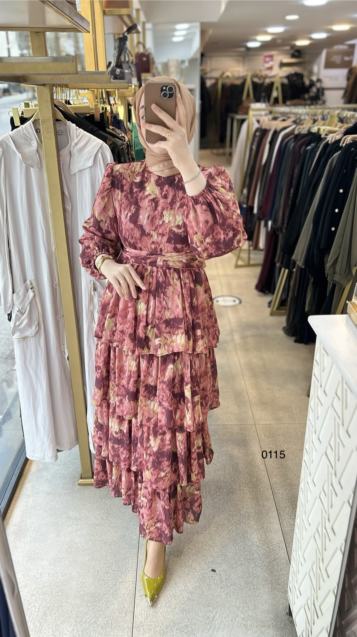 0115 Kat Kat Bağlama Detaylı Elbise