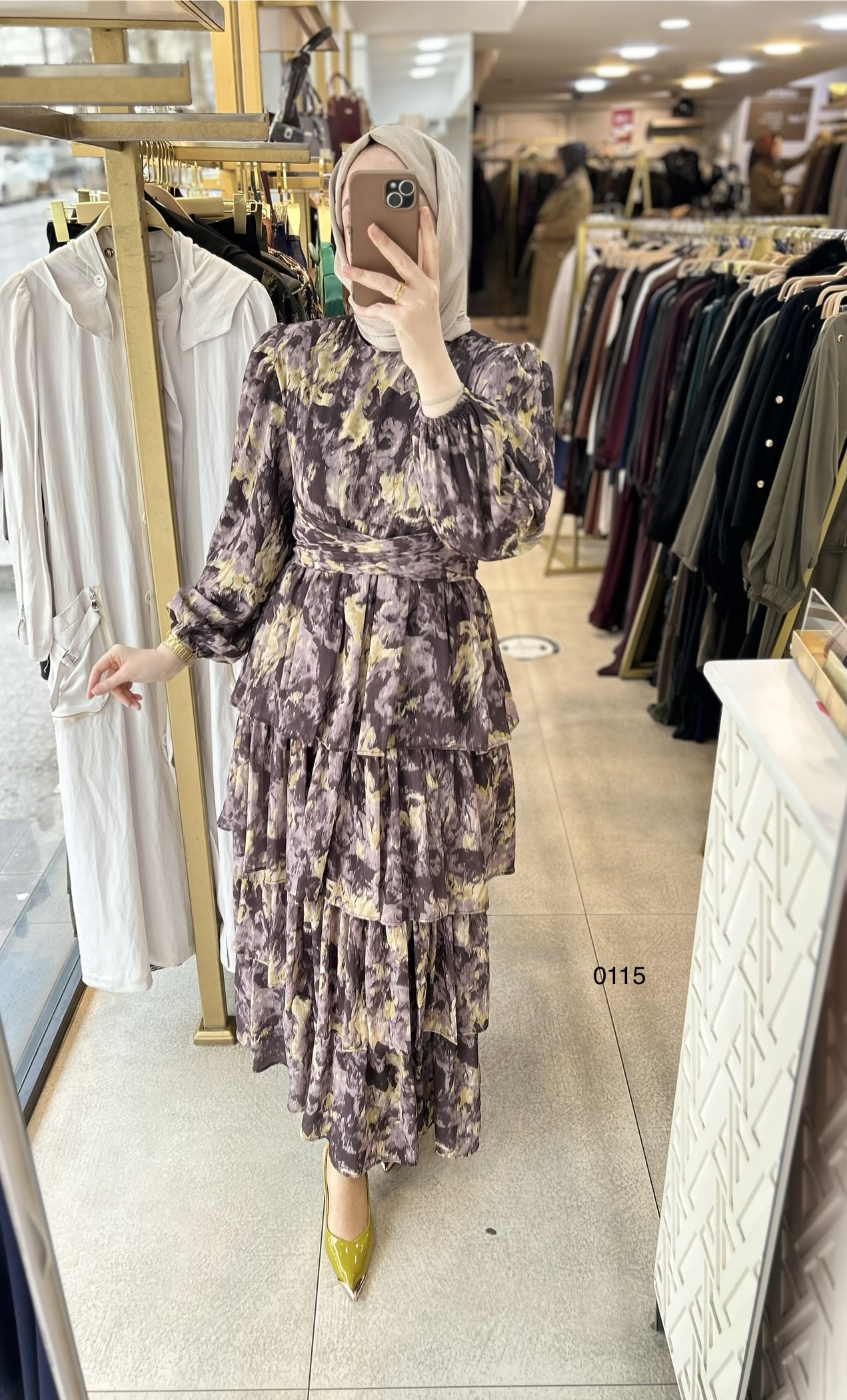 0115 Kat Kat Bağlama Detaylı Elbise