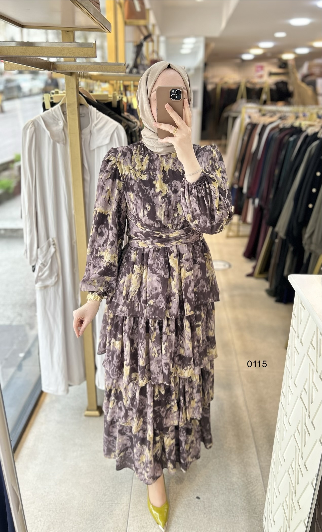 0115 Kat Kat Bağlama Detaylı Elbise