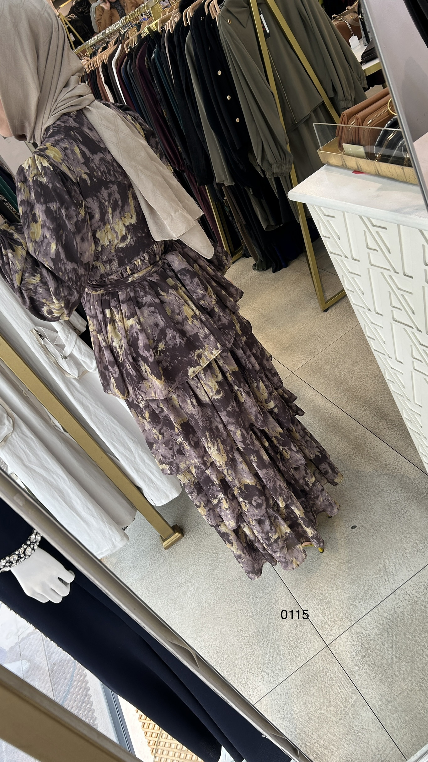 0115 Kat Kat Bağlama Detaylı Elbise