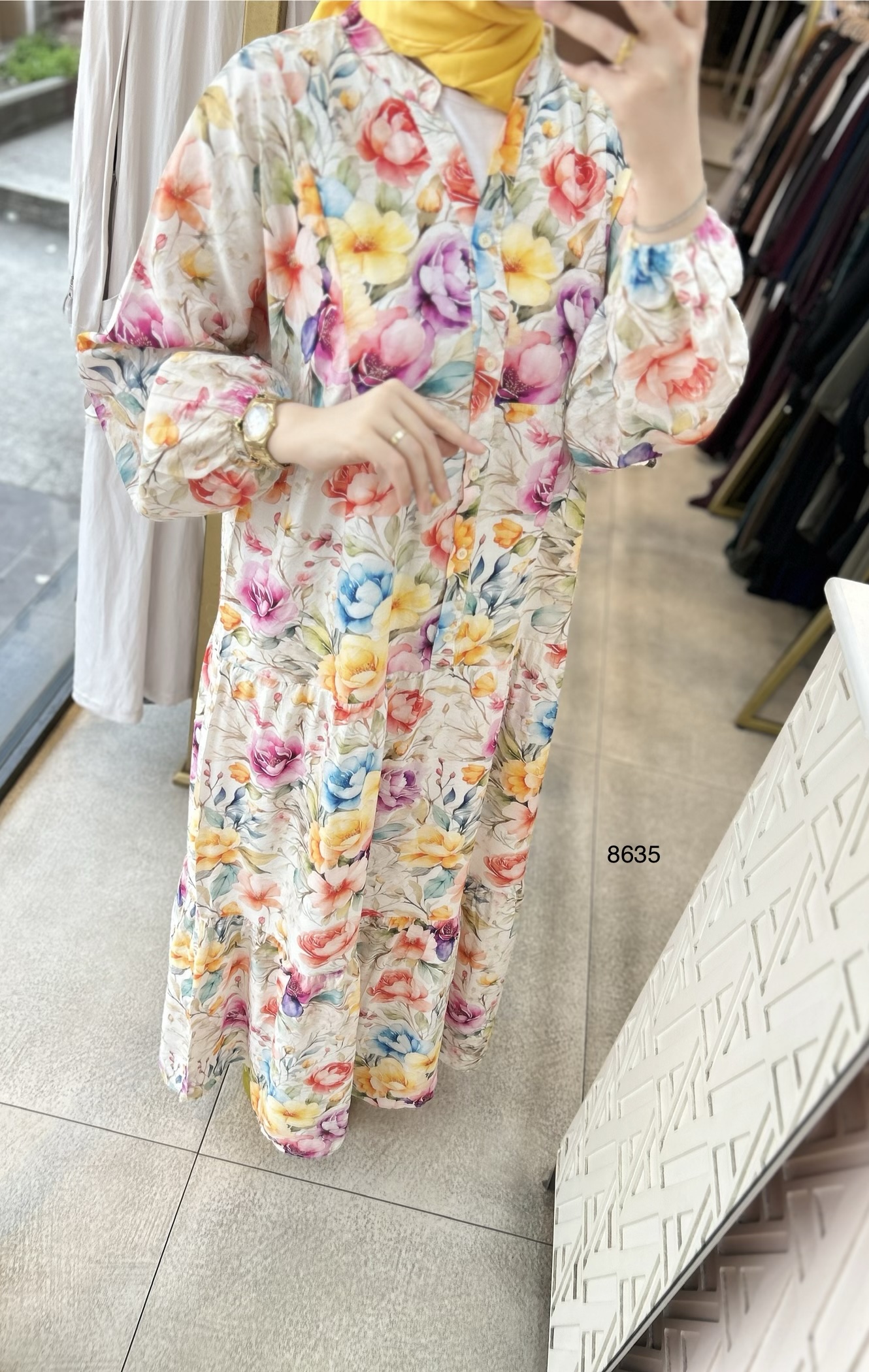 8635 Çiçek Desenli Elbise