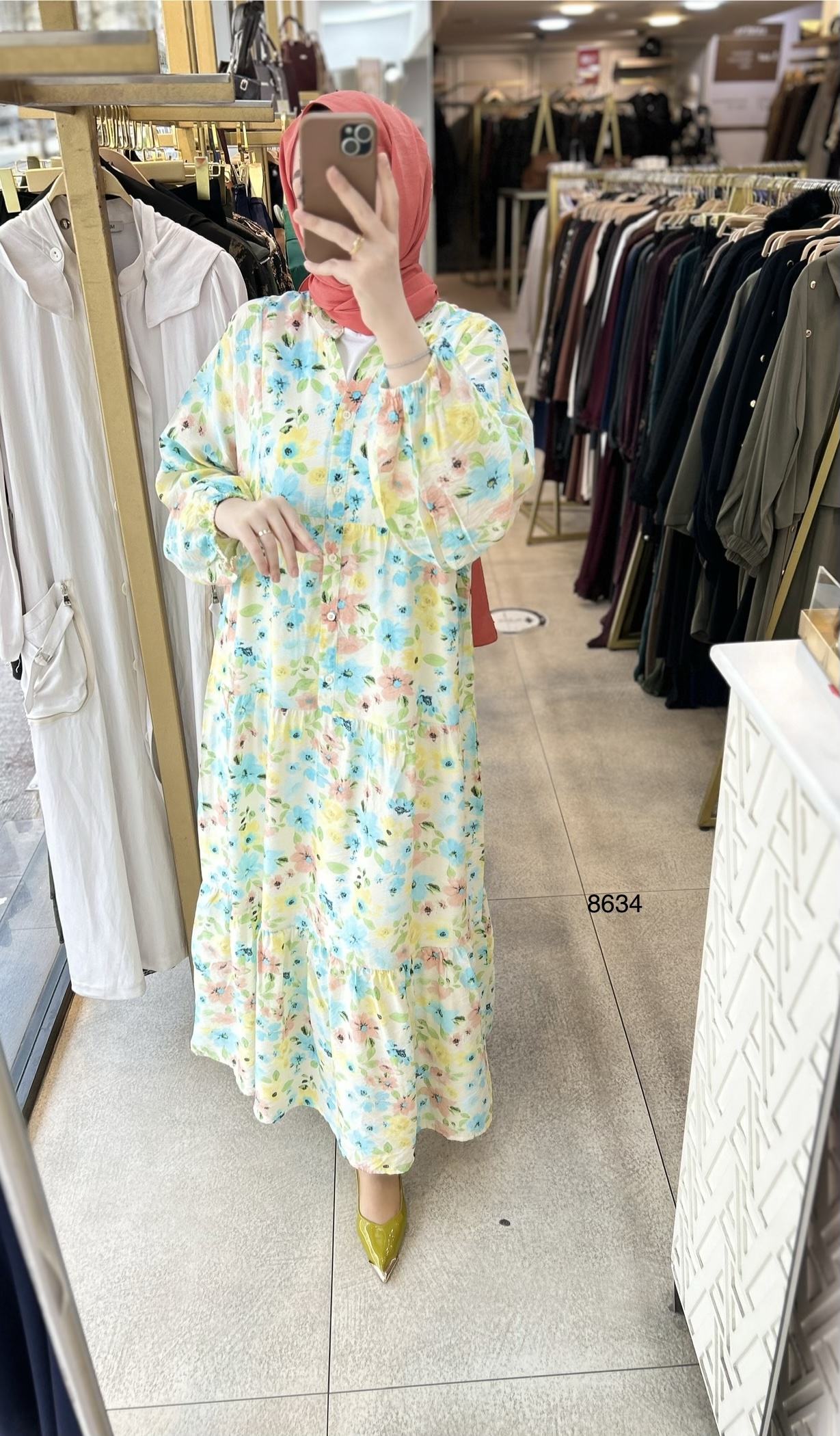 8634 Çiçek Desenli Elbise