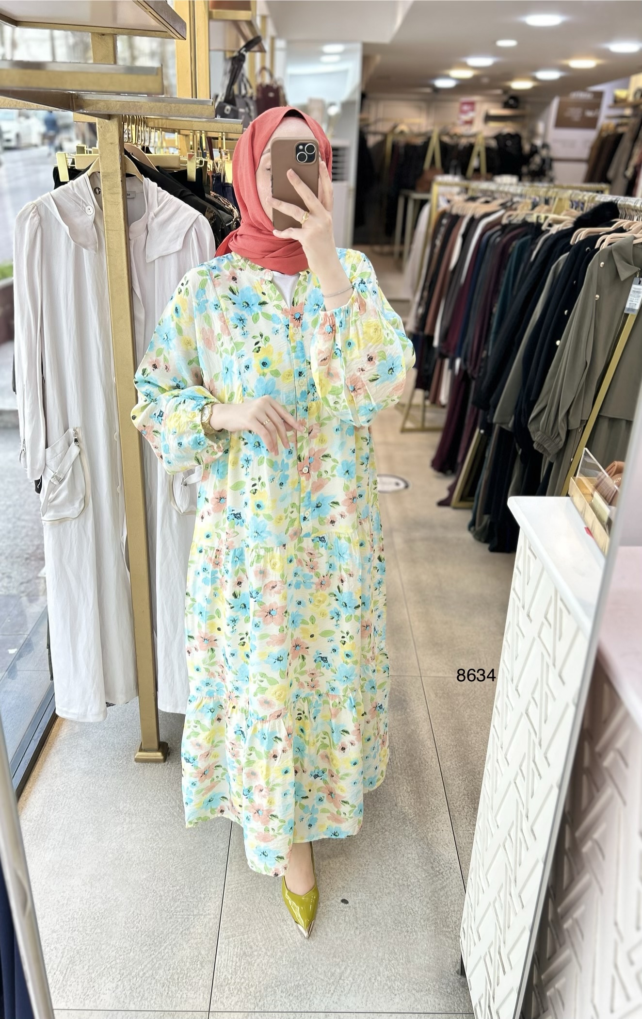 8634 Çiçek Desenli Elbise