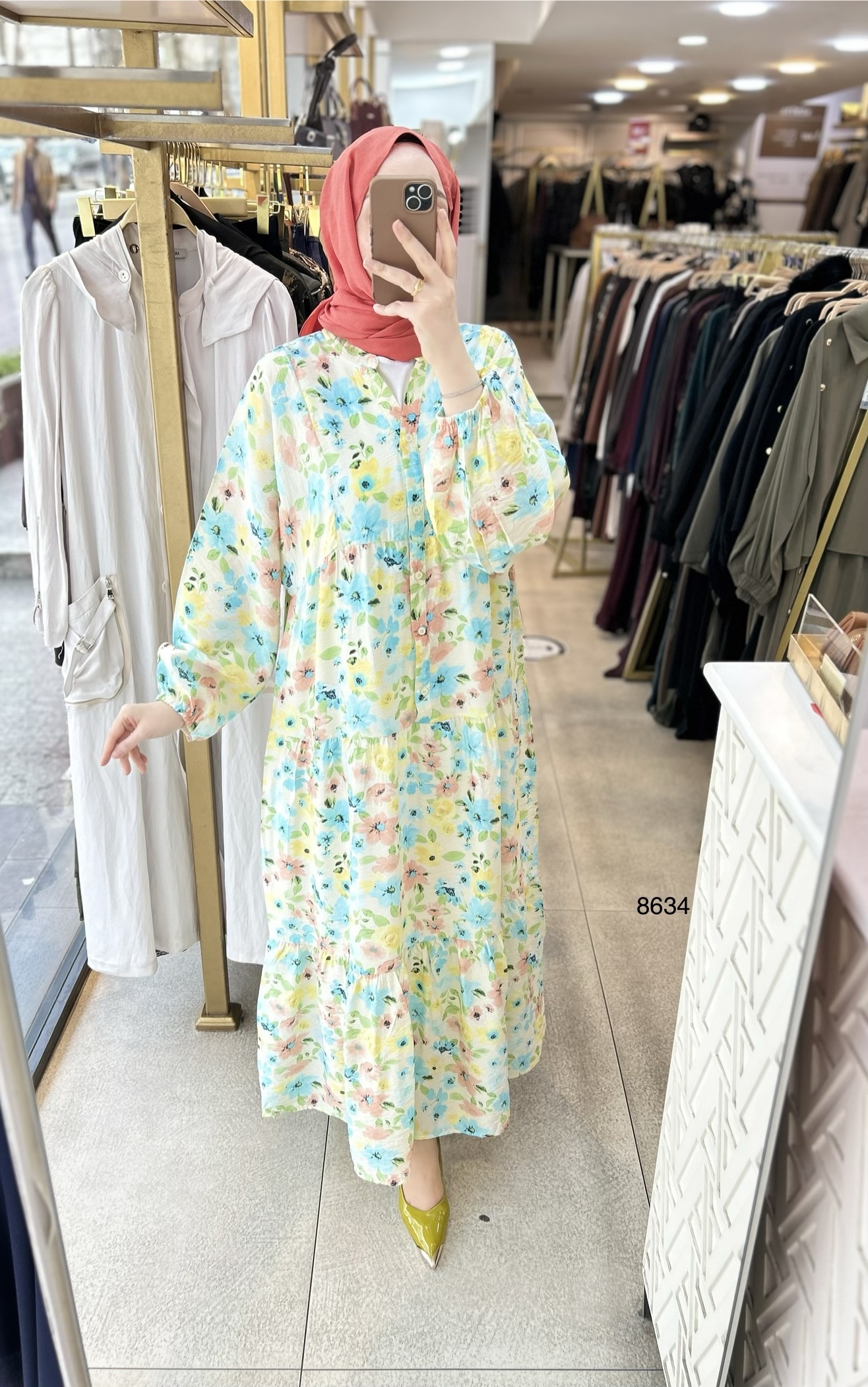 8634 Çiçek Desenli Elbise