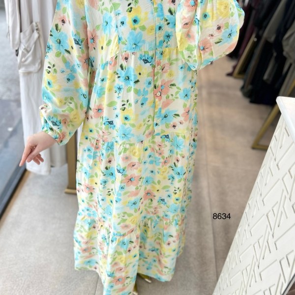 8634 Çiçek Desenli Elbise - Görsel 4