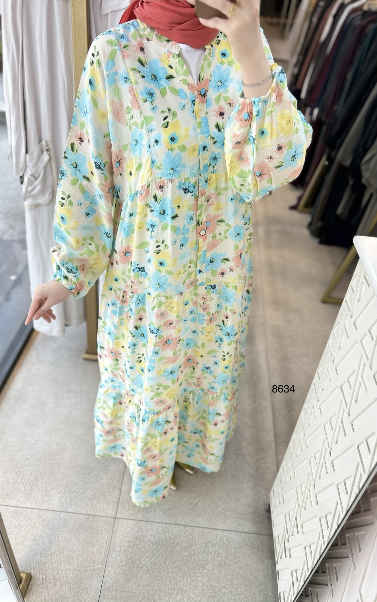 8634 Çiçek Desenli Elbise