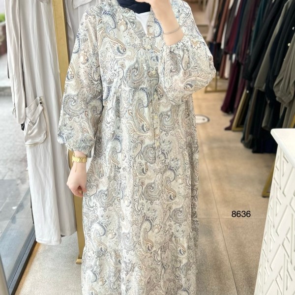 8636 Desenli Elbise - Görsel 1