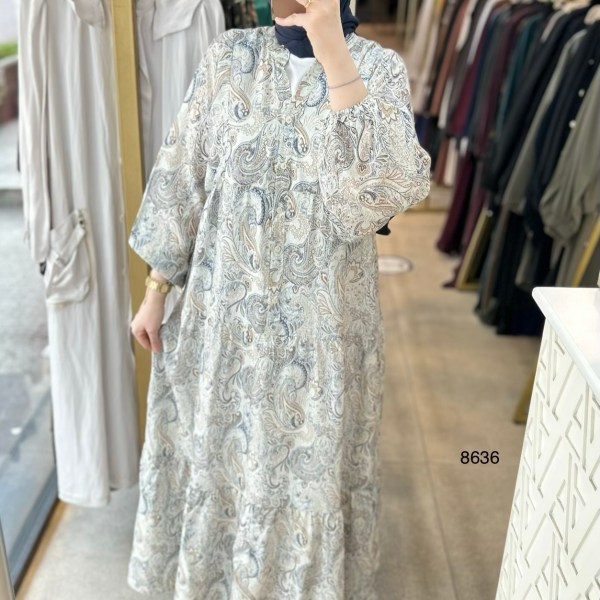 8636 Desenli Elbise - Görsel 5