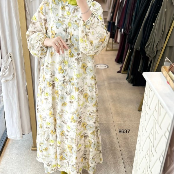 8637 Çiçek Desenli Elbise - Görsel 2