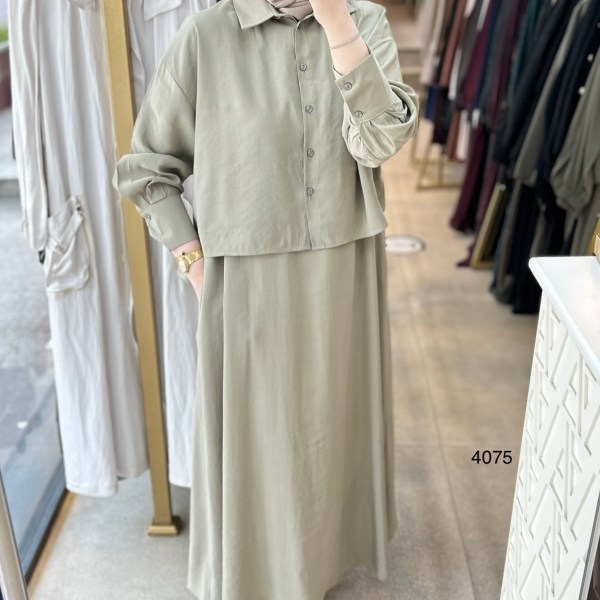 4075 Üstü Gömlekli Elbise - Görsel 15