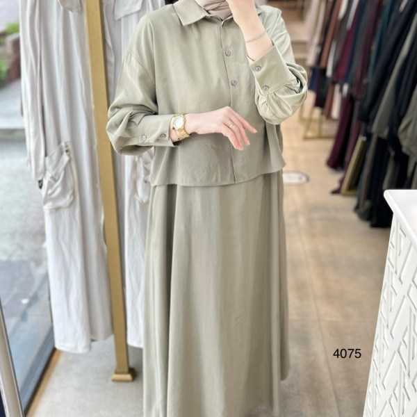 4075 Üstü Gömlekli Elbise - Görsel 16