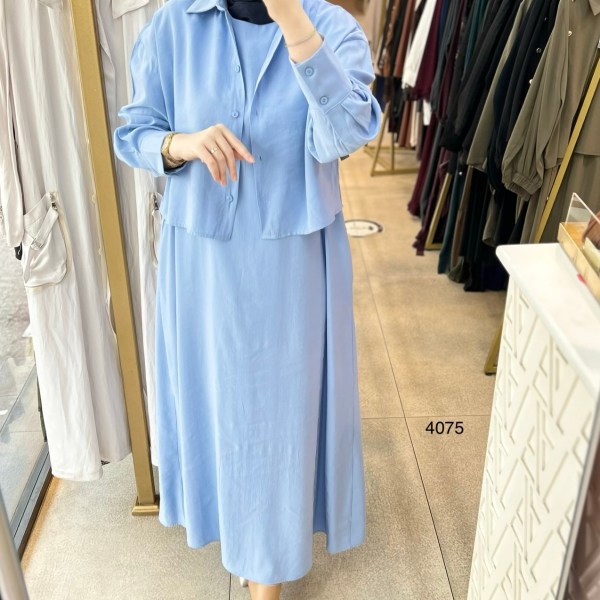 4075 Üstü Gömlekli Elbise - Görsel 11