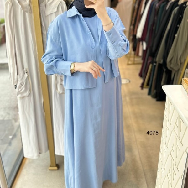 4075 Üstü Gömlekli Elbise - Görsel 9