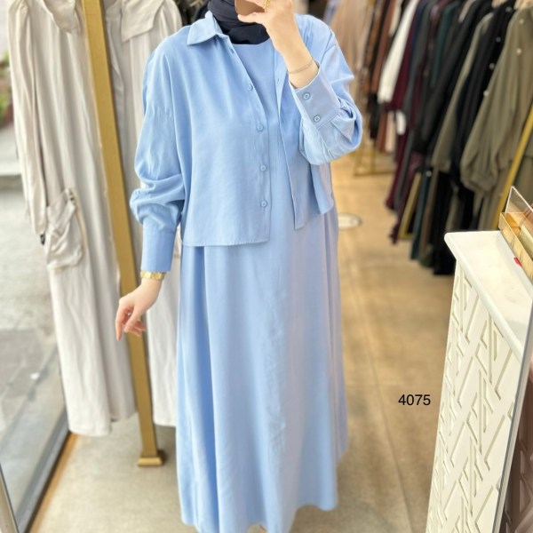 4075 Üstü Gömlekli Elbise - Görsel 10