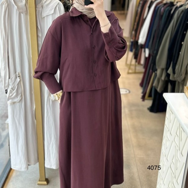 4075 Üstü Gömlekli Elbise - Görsel 4