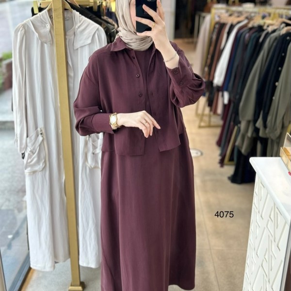 4075 Üstü Gömlekli Elbise - Görsel 5